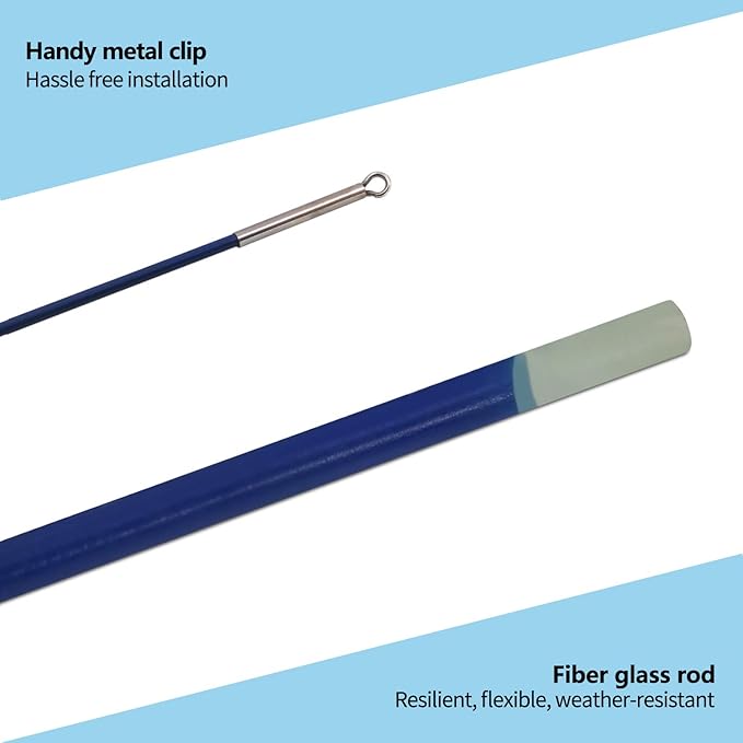 Anley 10Ft Telescopic Flagpole - Retractable Fiberglass Outdoor Telescoping flag pole - Reinforced Twist-to-tighten Section & Clip Hook Top - Lightweight Durable Pole (Blue)