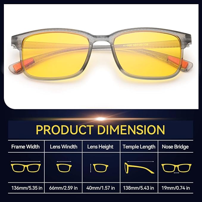Dollger Night Vision Glasses for Driving Square Anti Glare UV400 Protection Lightweight Nighttime Eyewear for Men and Women