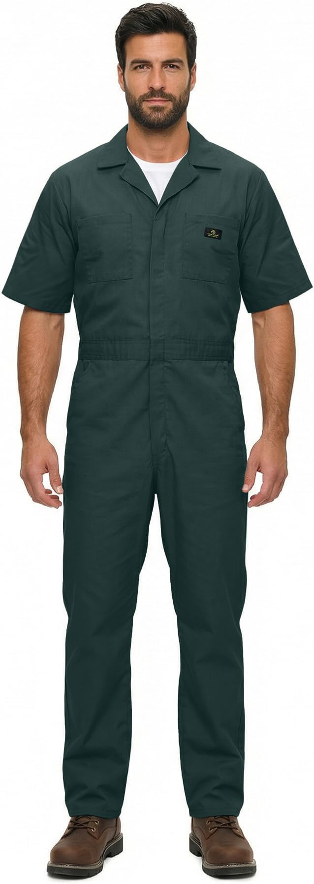 Natural Uniforms Mens Short Sleeve Zip Up Coverall, Stain and Wrinkle Resistant (Hunter Green, Medium Tall)