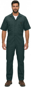 Natural Uniforms Mens Short Sleeve Zip Up Coverall, Stain and Wrinkle Resistant (Hunter Green, X-Large)