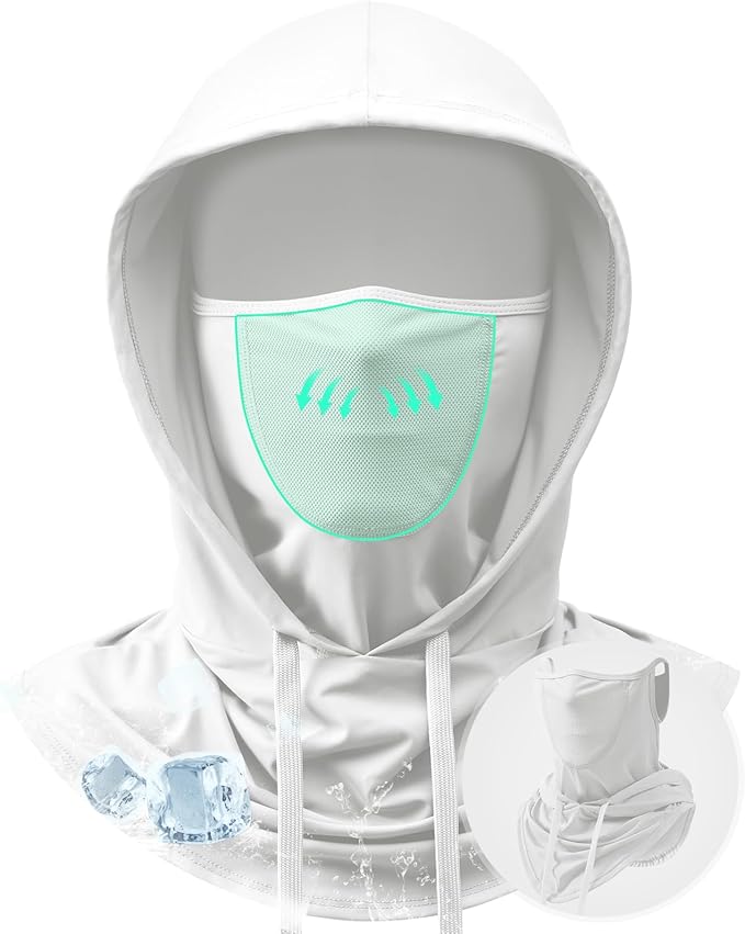 3 in 1 Summer Cooling Balaclava Hood Face Mask with Ear Loops Men Women Sun UV Protection Breathable Full Head Cover