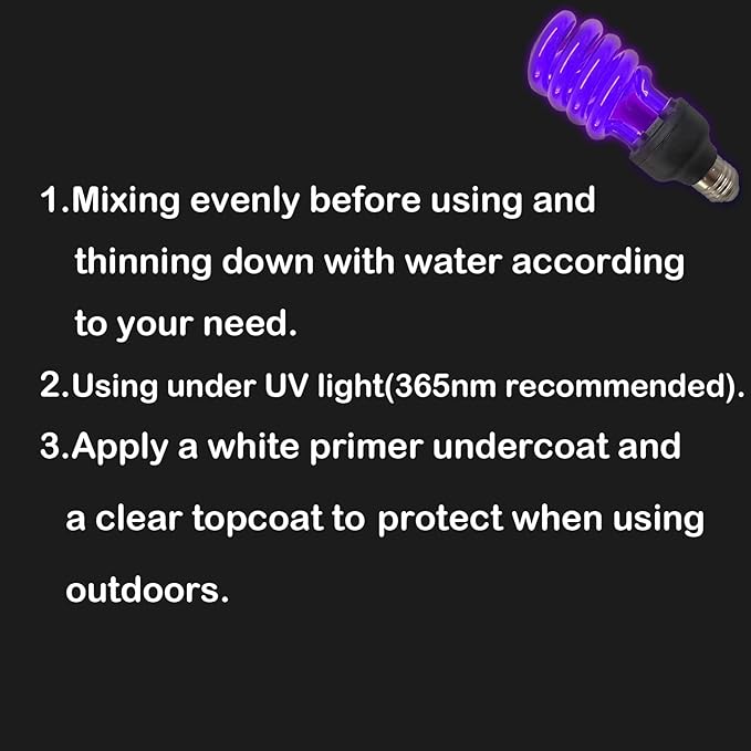 MizoArt SIX Color Invisible UV Paint Set For Indoor/Outdoor Use or Invisible UV Black light Paint Set 0.7oz/pot