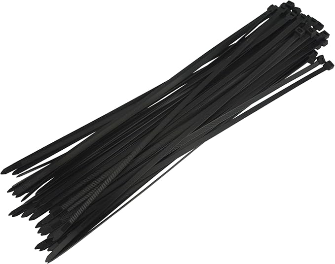 Pro Tie Heavy Duty Cable Ties, Self-Locking Nylon Cable Wire Ties for Indoor and Outdoor Use | 18-Inch, 120 lbs. Tensile Strength, UV Black Nylon, 50-Pack (PN: B18HD50)