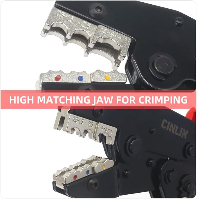 Crimping Tool For Insulated Electrical Connectors - Ratcheting Wire Crimpers - AWG 22-10 (0.5-6.0mm²) - Ratchet Insulated Terminal Crimper -Electrical Crimping Tool HS-03C