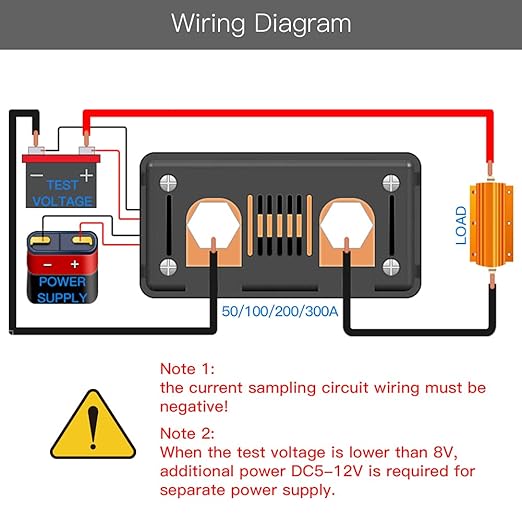 DC Multifunction Battery Monitor Meter,0-300V,0-300A Built-in Shunt, Widely Applied to 12V/24V/48V RV/Car Battery, LCD Display, Digital Current Voltage Solar Power Meter, Multimeter Ammeter Voltmeter