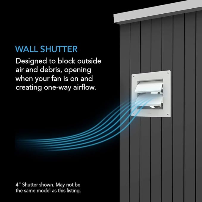 AC Infinity Wall Mount Duct Shutter, 6” Outdoor Louver Gable Vent Hood for Home Attic Grow Tent HVAC Systems