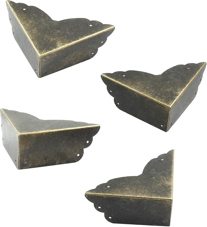 Bivethoi 8 Packs Bronze Box Corner Protectors, Edge Cover Safety Guard Furniture Decorative Metal Table Corner (2.76" x 1.18")