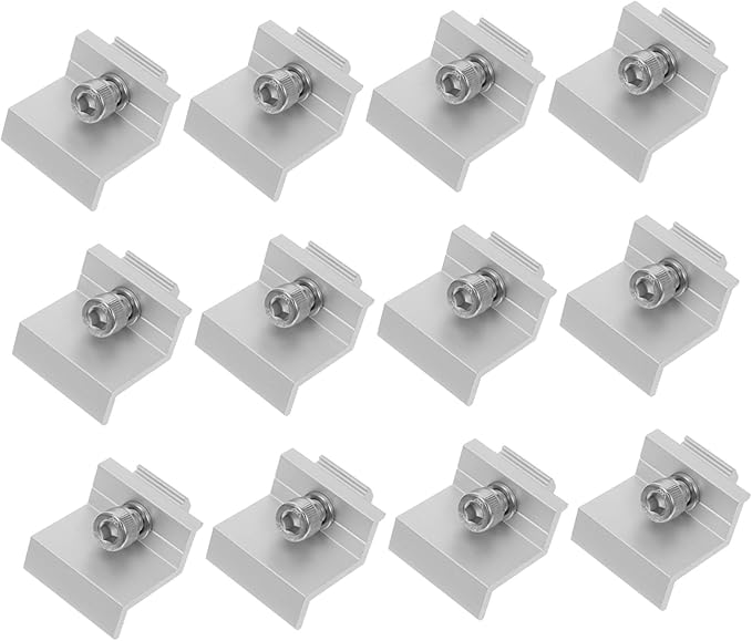 12pcs Solar Panel Rack Clip Fixed Bracket for Solar Panels Easy to Install and Durable Mid End Clamps for Home Use Versatile Support for Photovoltaic Systems