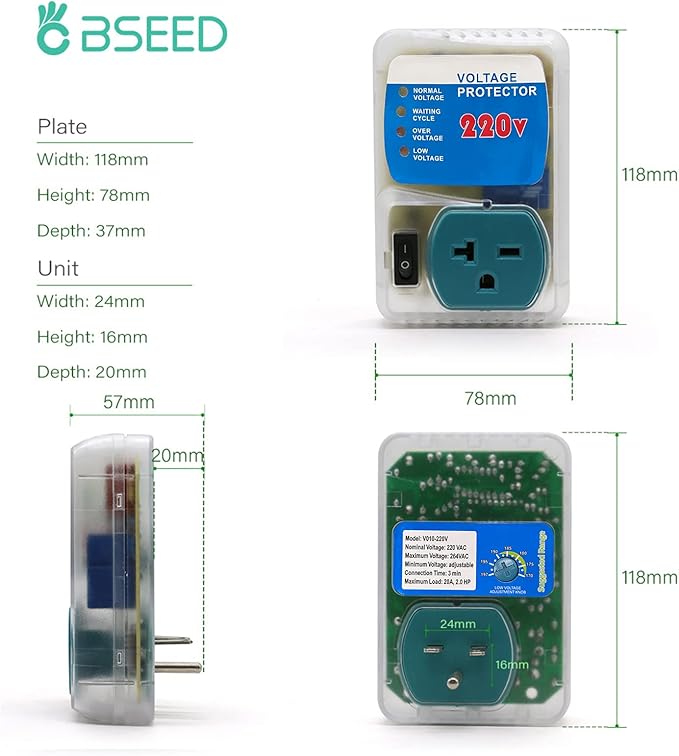 [ETL Listed] BSEED Surge Protector, Surge Protector Outlet for Home Appliances, Voltage Protector Suit for Refrigerator, TV, Computer and Freezer, Adjustable Voltage Regulator, 220V, 4400W, 2 Pac