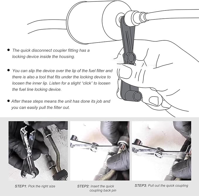 Fuel Line Disconnect Tool, 3/4 5/8 1/2 3/8 Inch & 3/8 5/16 Inch Fuel Filter Removal Tool for Quick Disconnection, Multi-Purpose Scissor Fuel Line Wrench Fit Cars Truck SUV (2 in 1+4 in 1)