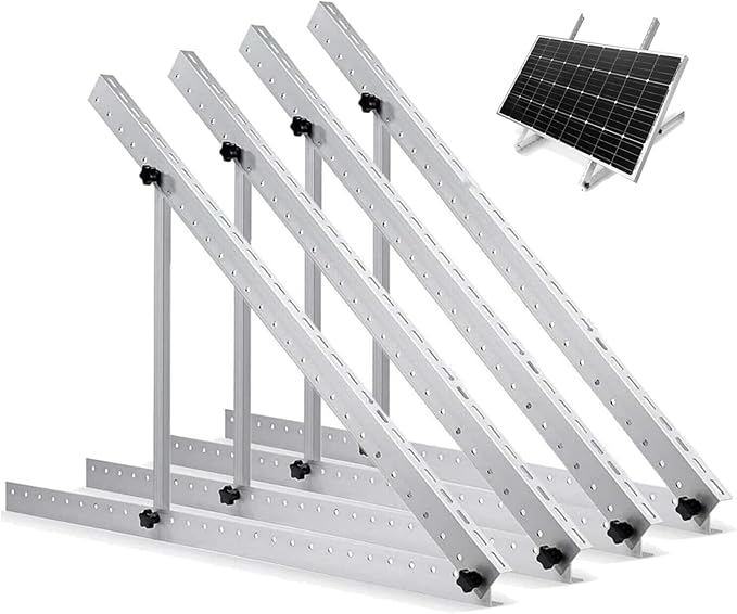 Upgraded 47in 2 Sets Adjustable Solar Panel Tilt Mount Brackets, Foldable Tilt Legs, Support 100 200 300 400 500 Watt Solar Panels 4-8Pcs, Solar Panel Stand for Roof, Off-Grid, RV and Boat