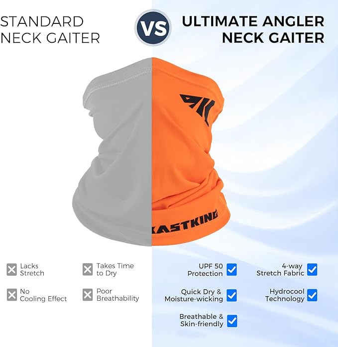 KastKing Ultimate Angler Neck Gaiter, UPF 50 Sun Mask, Sun Gaiters for Men & Women, Hydrocool Technology, Fishing, Hiking