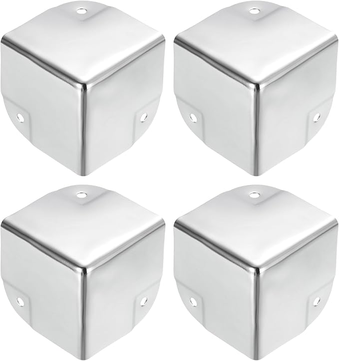 uxcell Metal Box Corner Protectors Box Edge Guard Protector 50 x 50 x 50mm Silver Tone 16pcs for Table Corners and Desk Corners
