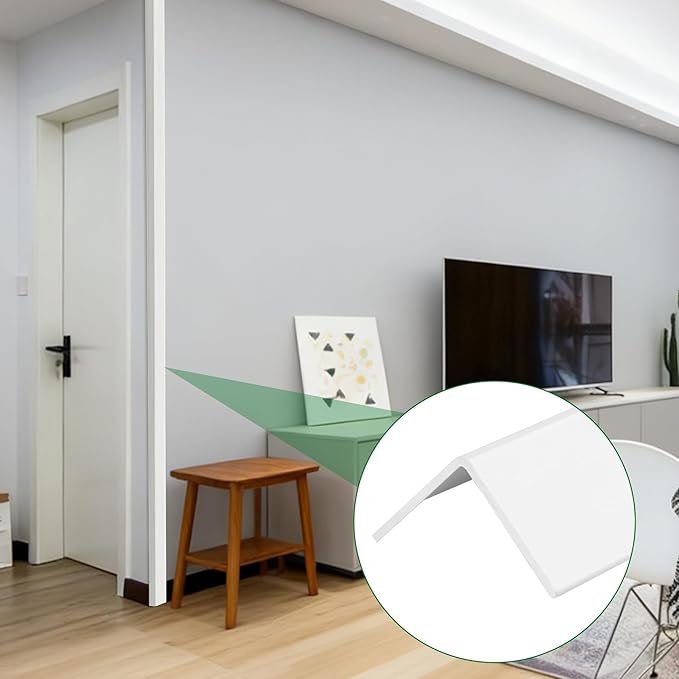 10 Pieces 1-1/8 x 48Inch Wall Corner Protector Guards, Plastic Walls Edge Protector for Walls, Cabinet, Door Frame Protection, White, Adhesive Tape Not Included