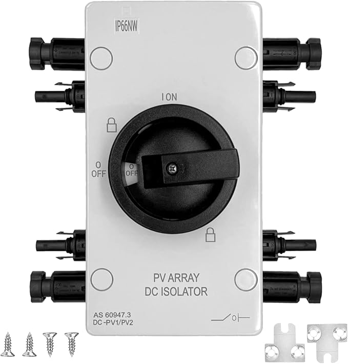 IP66 Solar PV DC Quick Disconnect Switch 64 Amp, 1000V Solar Combiner Box, PV Solar Panel Disconnect Switch with Solar Connector for Solar Power System, Off/On-Grid Solar System, RV and Boats