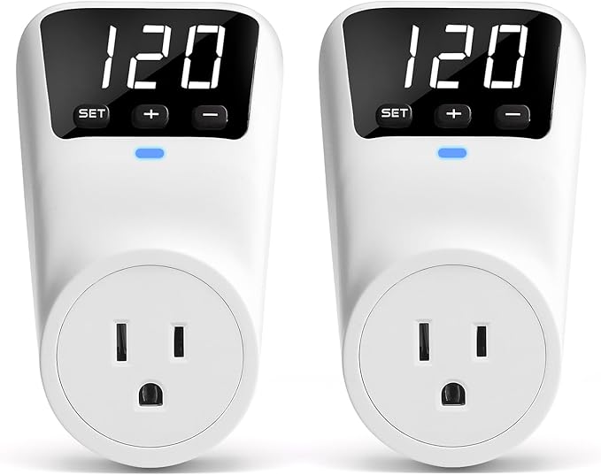 BSEED Surge Protector, 1800W Wall Surge Protector for Refrigerator, TV, PC, Home Appliance, Voltage Regulator with LED Display Screen, Adjustable Voltage Protector, 15A, 120V, 2 Pack