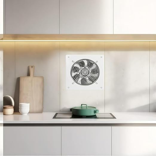 8 inch Exhaust Fan Wall Mounted Garage Ventilation Fan,500CFM Metal Attic Exhaust Fan Basement Extractor Fans with Backdraft Damper for Home Office Commercial Use(78W 110V 、White)