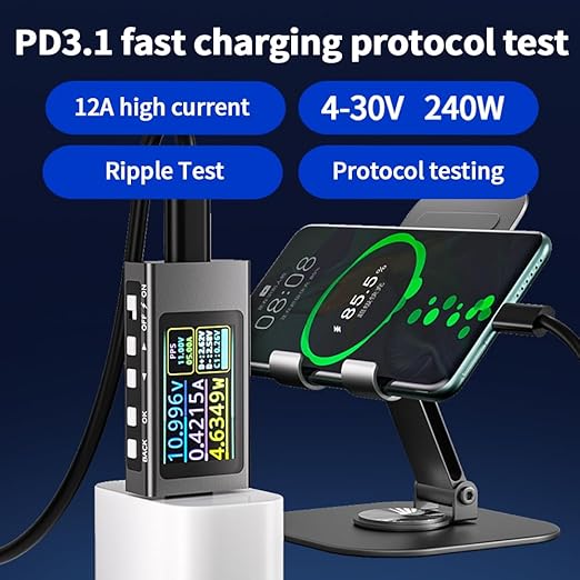 Diymore USB C Power Meter Tester,USB C Tester Digital Multimeter with LCD Display,Digital Voltmeter Type C Voltage and Current Tester Fast Charging PD3.1 Protocol Testing,240W/40V/12A Capacity 2PCS