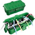 QUOBAS 2 Pack Outdoor Waterproof Electrical Box with 6 Cable Ports, IP54 Weatherproof Heavy-Duty Extension Cord Cover for Power Strips, Garden Power Tools, Holiday Lights, Green