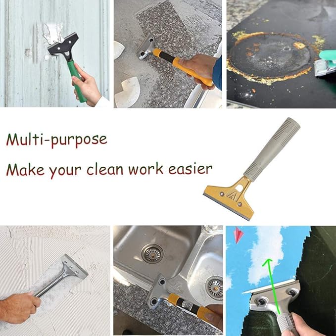 4" Wide Extendable Razor Blade Sticker/Paint Scraper Remover for Window Glass Windshield Tile Granite Wall Cleaning Hand Tool, Gum Cleaning, Stove Cleaner, SCRP-A