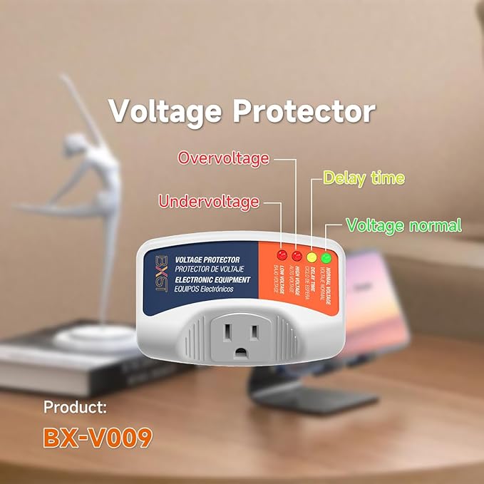 BXST One Outlet Plug in Voltage Protector for Home Protects Against High and Low Voltage Surge Protector for Refrigerator/TV/PC 120V 1800W (1 Pack)…