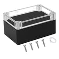 LeMotech Project Box ABS Plastic IP65 Waterproof Dustproof Electrical Junction Box with Clear Cover Outdoor Enclosure for Electronics, Black 3.9"x 2.6"x 1.9"(100x68x50mm)(Pack of 1)