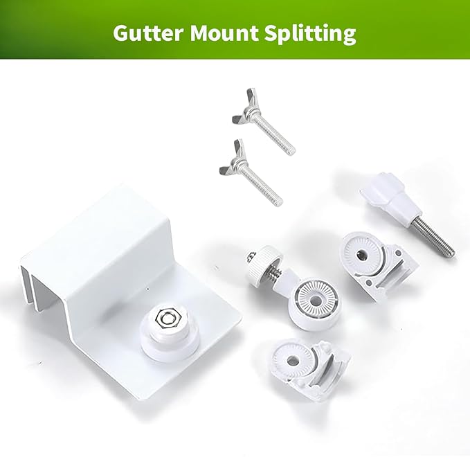 Gutter Mount for Ring, Arlo, Reolink Solar Panels, Adjustable Aluminum Bracket for Ring– Easy Installation, Perfect Sunlight Angle (White)