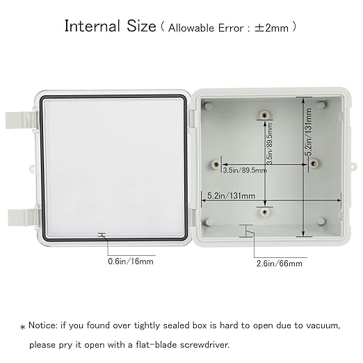 Junction Box IP65 Waterproof ABS Plastic Enclosure Hinged PC Clear Cover Electrical Project Box with Mounting Plate, Wall Brackets, Cable Glands 5.9" x 5.9" x 3.5"(150 * 150 * 90)