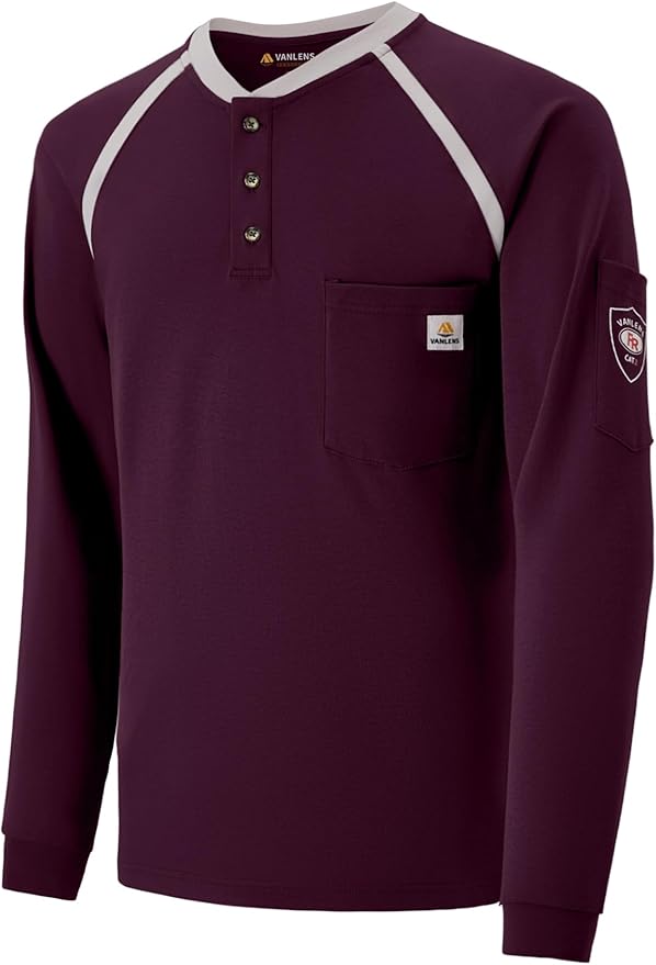 FR Shirts for Men Flame Resistant Shirts 6.5oz Light Weight Long Sleeve Fire Retardant Shirts CAT2/HRC2