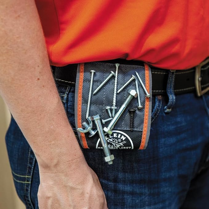 Klein Tools 55895 Magnetic Wristband, Tradesman Pro Tool Wristband Holds Wire Connectors, Screws, Nails, Drill Bits, With Breathable Mesh