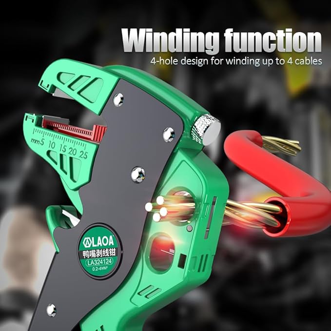 LAOA Automatic Wire Stripper Pliers - Adjustable Stripping Length & Tension, 4-in-1 Multi-Tool for Cutting, Stripping 0.2-4mm² Wires,Winding, Splitting | SK5 Blade