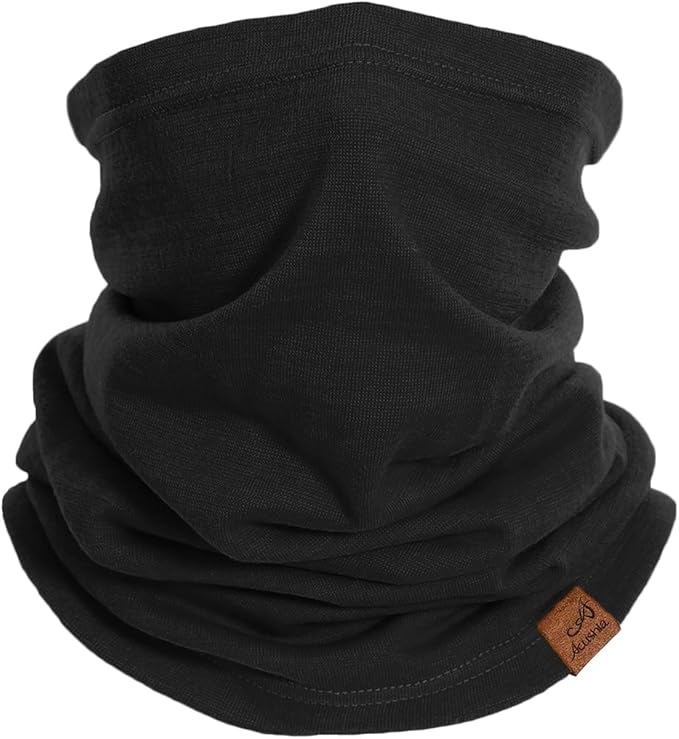 ACUSHLA 100% Merino Wool Neck Gaiter for Men & Women Ski Face Mask Winter Scarf Neck Warmer All Weather, Midweight Maple Leaf