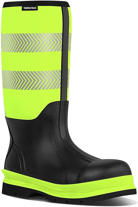Men's Steel Toe Rubber Work Boots, Waterproof Neoprene Safety Boots with Puncture Proof Midsole - Oil & Chemical Resistant, Reflective High-Vis for Construction, Concrete, Roadwork