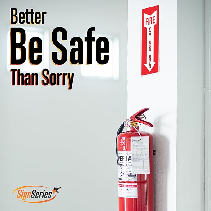 Fire Extinguisher Sticker Pack of 12 – 4 Mil Vinyl Fire Extinguisher Tags – Weatherproof Self-Adhesive Safety Signs for Workplace Firefighter Stickers – Ultra Bright Red and Whie Colors