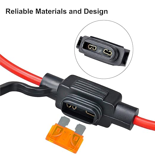 MuHize 12AWG Inline Fuse Holder - Premium Waterproof Automotive Blade Fuse Holder with 5A Standard Fuses ATC/ATO, 5 Pack Line Fuses Holders for Automotive Marine RV