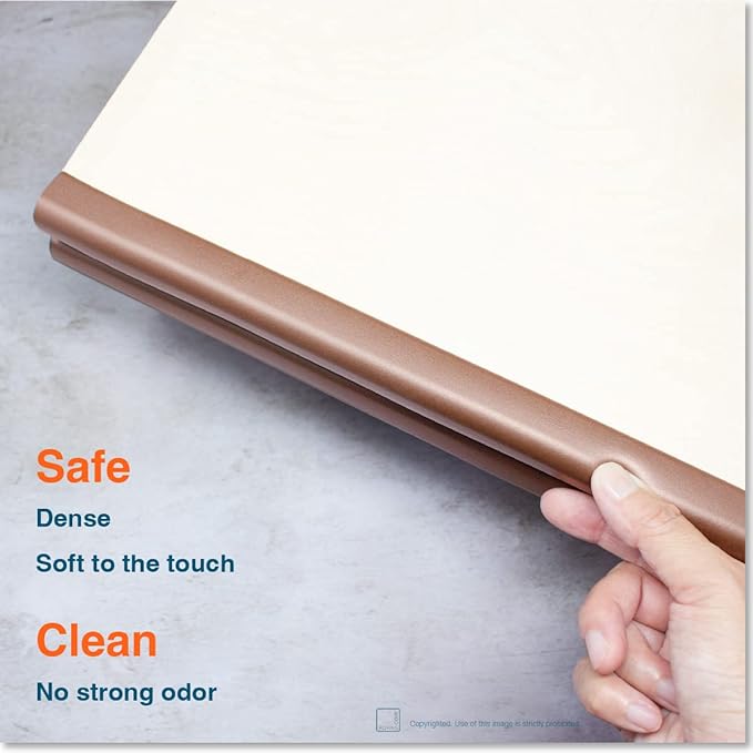 Roving Cove Slimfit Edge Protector for Baby Proofing (9ft Small Edge Only), Soft Rubber Foam Furniture Edge Bumper Guard, Desk Edge Cushion, 3M Adhesive, Coffee Brown