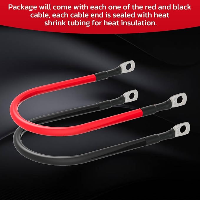 6 AWG Battery Cable 6AWG Gauge Battery Inverter Cables for Automotive Solar Marine Boat RV Car Motorcycle (6 AWG, 9in, 5/16")
