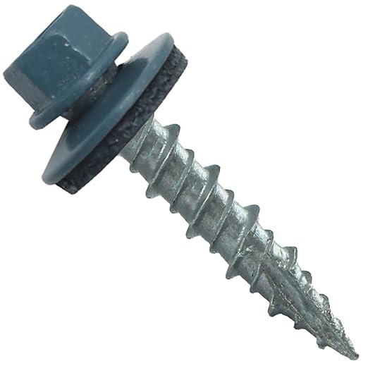 Metal Roofing Screws: (250) 10 x 1 Slate Blue Hex Head Sheet Metal Roof Screw. Self Starting Metal to Wood siding Screws. EPDM Washer. Colored Head