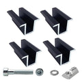 Centre clamp mount for solar panels, PV solar panel, including screws, set, 4 x centre clamps, black, eloxide, 30 mm