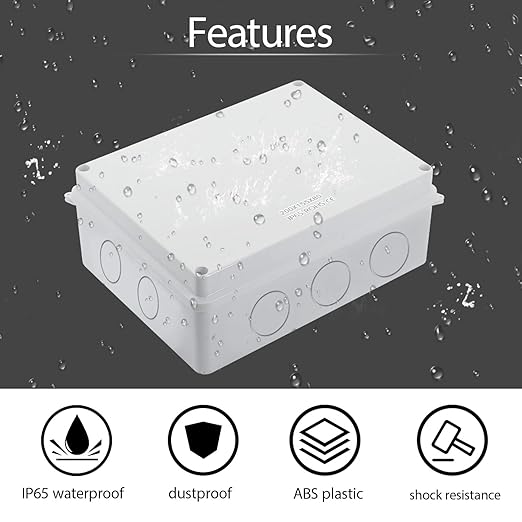 LeMotech Junction Box, Electrical Box IP65 Water Resistant Dustproof ABS Plastic Project Enclosure for Electronics White 7.9 x 6.1 x 3.1 inch