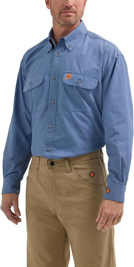 Wrangler Riggs Workwear Men's FR Flame Resistant Two Pocket Work Shirt