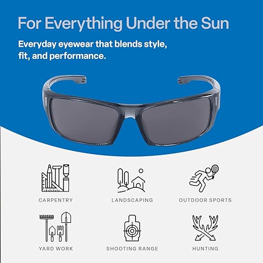 Bullhead Safety Eyewear Dorado Glasses – Enhanced Anti-Fog, Lightweight, Impact/Scratch Resistant, UV Blocking Sunglasses for Hunting/Shooting, Outdoor Sports, Construction, Smoke/Crystal Black