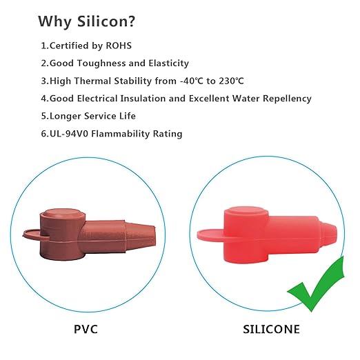 Recoil STC10-8 8 Pack Silicone Terminal Covers for Alternator Battery Stud and Power Junction Blocks, Fits 2AWG to 1/0 AWG Wire, 4 Red and 4 Black Pairs