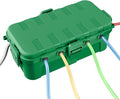 QUOBAS Outdoor Waterproof Electrical Box with 6 Cable Ports, IP54 Weatherproof Heavy-Duty Extension Cord Cover for Power Strips, Garden Power Tools, Holiday Lights, Green
