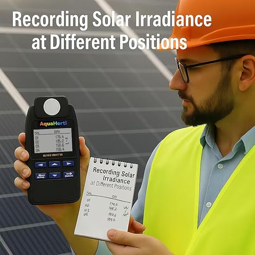 AH-SOL Solar Power Meter – High Precision Digital Solar Irradiance Meter for Solar Panel Installation, Sunlight Intensity Measurement, Research and More