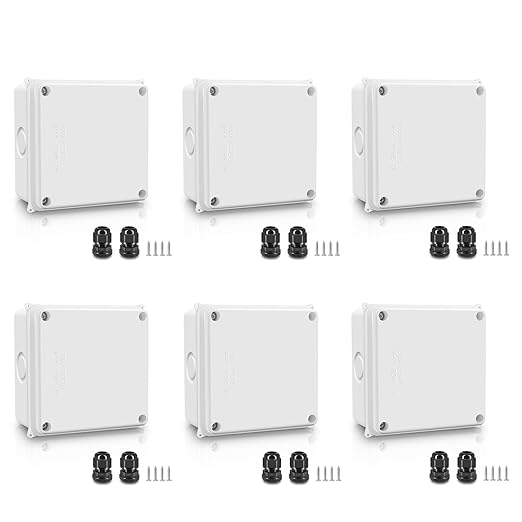NineLeaf White Junction Box, IP65 Waterproof ABS Plastic Electrical Enclosure, Outdoor Dustproof Weather Resistant Project Box, 3.9 x 3.9 x 2.8 Inch (100x100x70mm), 6PK