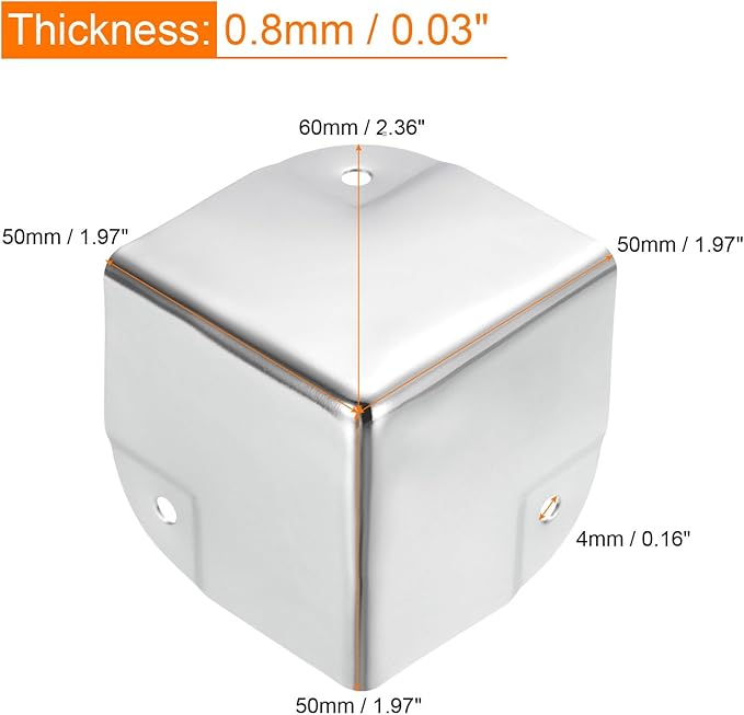 uxcell Metal Box Corner Protectors Box Edge Guard Protector 50 x 50 x 50mm Silver Tone 12pcs for Table Corners and Desk Corners