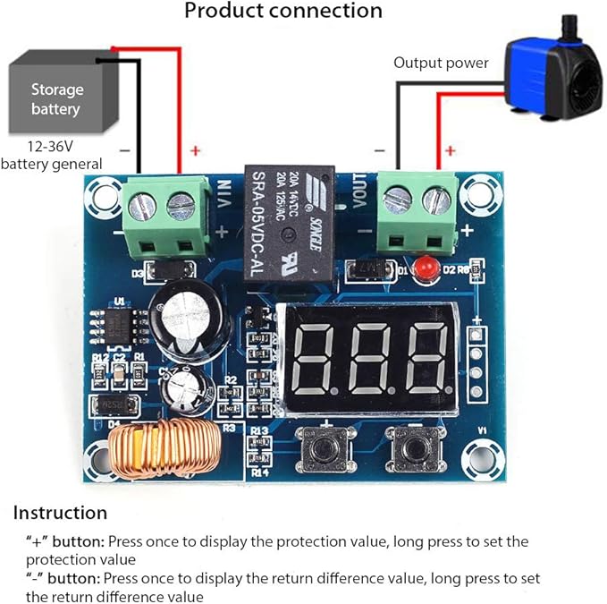 2pcs 12V-36V DC Voltage Protection Module Digital Low Voltage Protector Disconnect Switch Over Discharge Protection Module