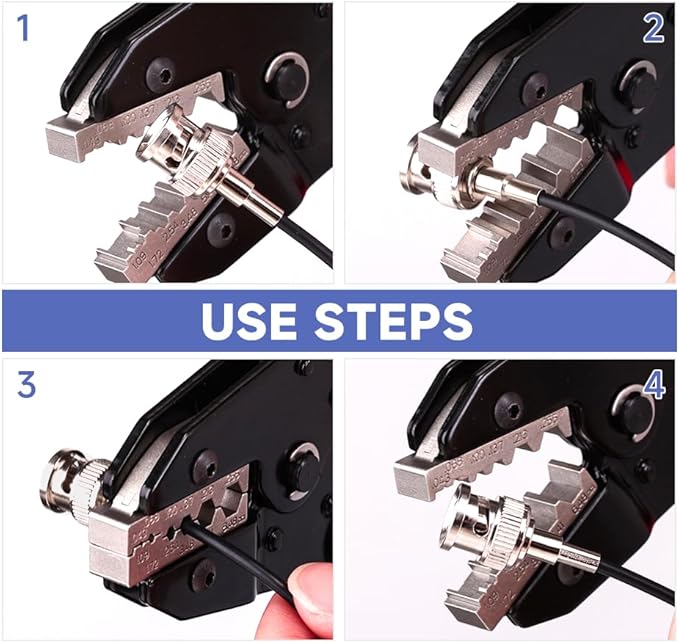 Coaxial Crimping Tool for RG Type Cable -RG50,54,55U,58,59,62,108,133,142,178,301,302,400 BNC 1.5D-2V,3D-2V,4C-2V, LMR-195,200,240 Connector (CRIPMER L3 WG)