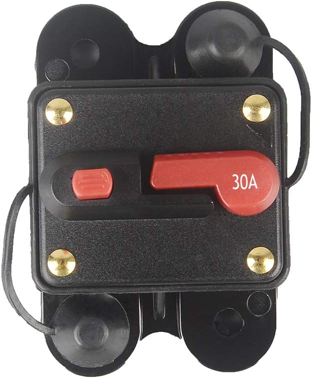 30Amp Circuit Breaker Manual Reset Fuse holder, 30A-300A 12V-24V DC Protection Reset Fuse for Trolling Motor Auto Car Marine Boat Stereo Audio Inline Fuse Inverter (30A)